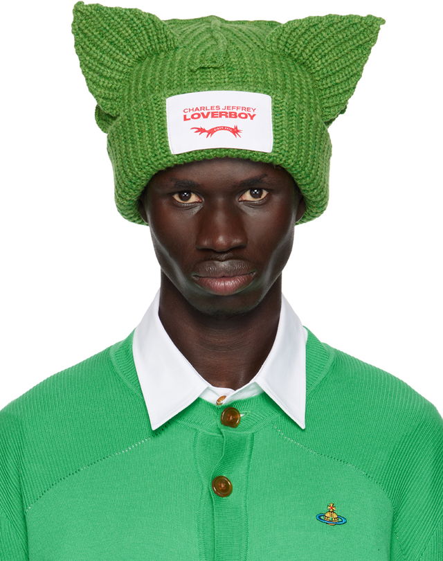 Green Chunky Ears Beanie