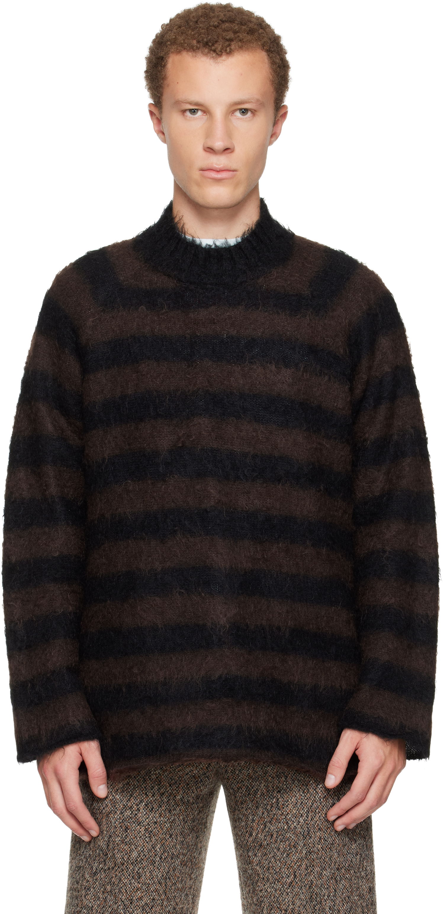 Пуловер UNDERCOVER Fuzzy Striped Mock Neck Sweater Многоцветен | UC2E4904-1, 0