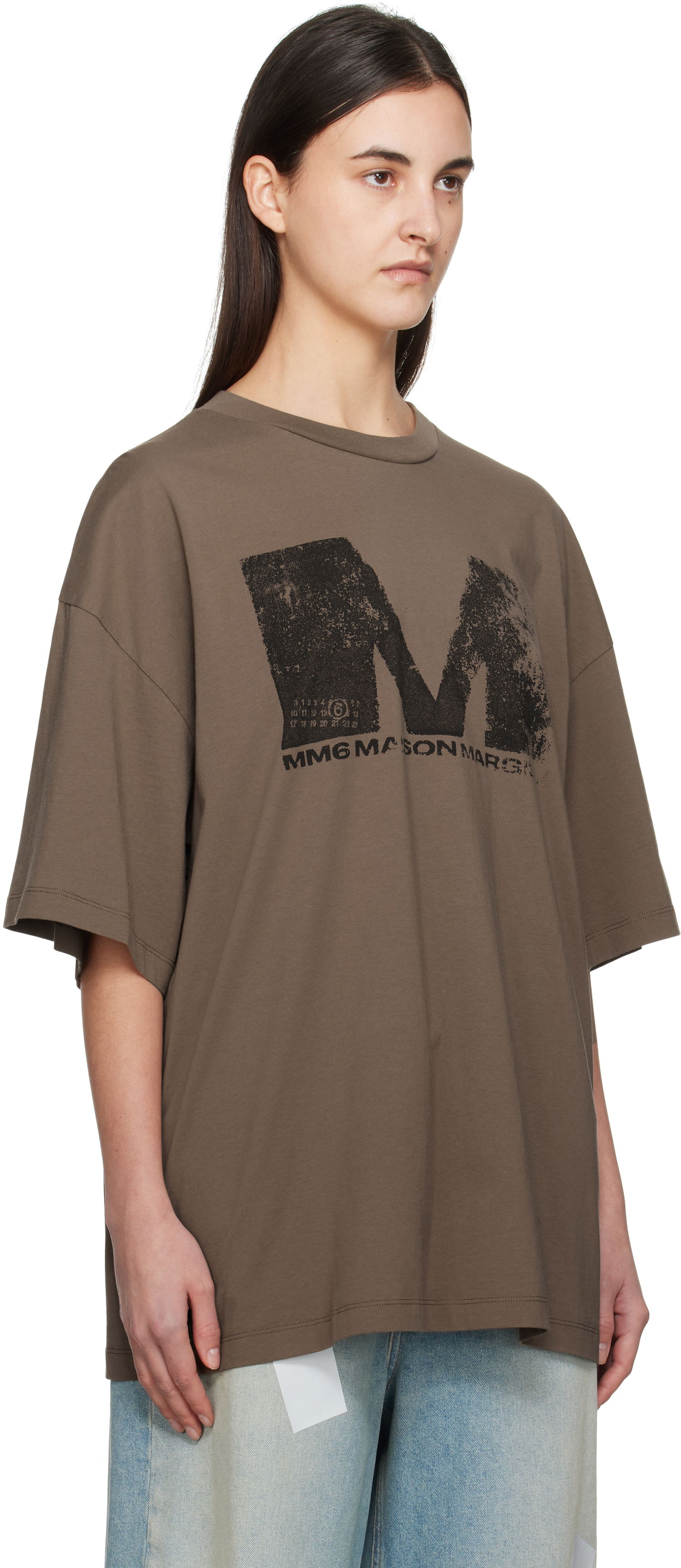 Тениска Maison Margiela MM6 Maison Margiela Sunbleached Logo T-Shirt Кафяво | S52GC0342 S24312, 1
