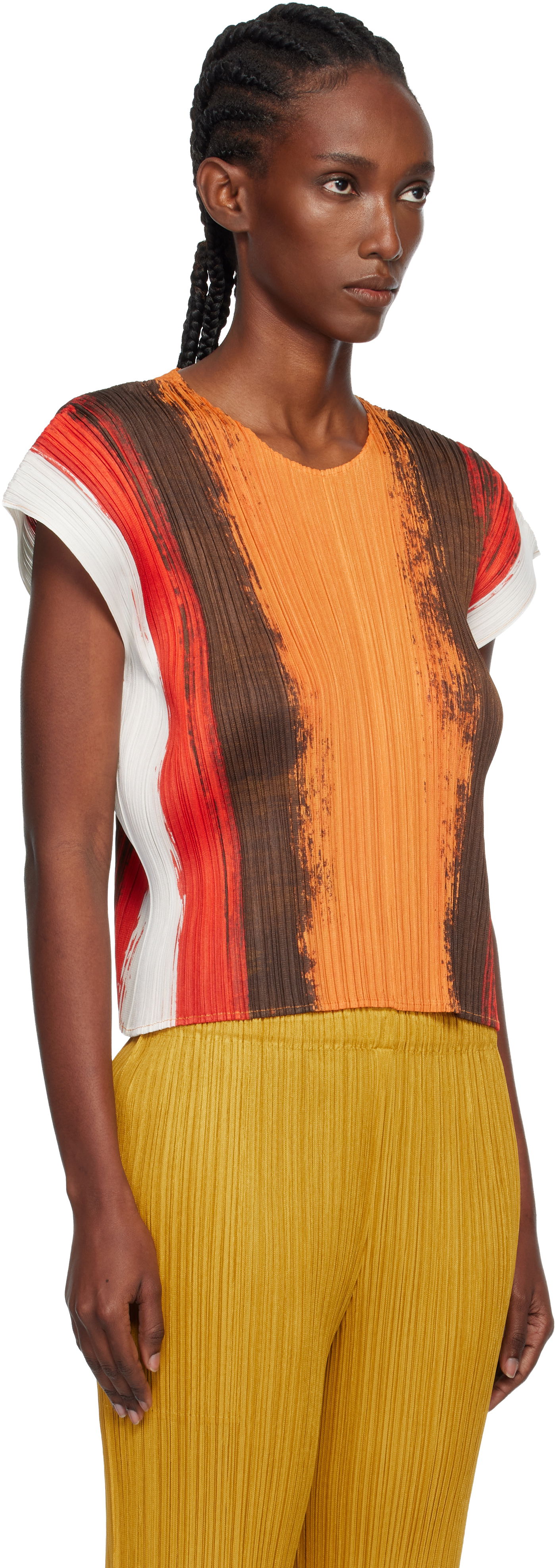 Тениска Pleats Please Issey Miyake PLEATS PLEASE ISSEY MIYAKE Pleated Short Sleeve Brushstroke Top Многоцветен | PP58JK672, 1