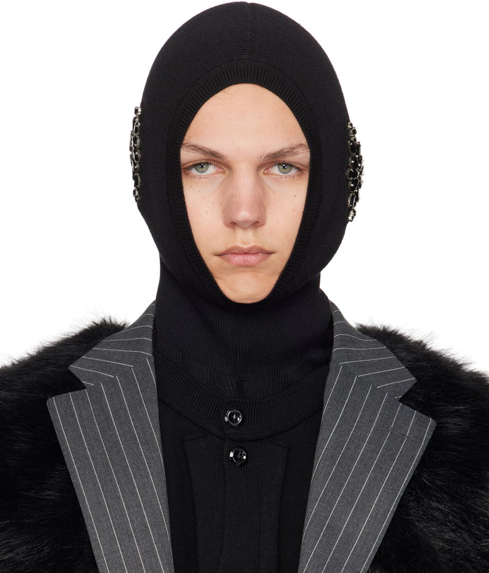 Шапка Simone Rocha Simone Rocha Merino Silk Knit Balaclava with Crystal Embellishments Черно | KMK5MB 0647, 0