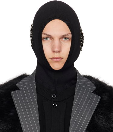 Шапка Simone Rocha Simone Rocha Merino Silk Knit Balaclava with Crystal Embellishments Черно | KMK5MB 0647, 0