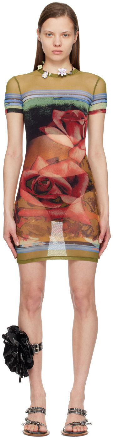 Pокля Jean Paul Gaultier Gaultier Roses Mesh Minidress Зелено | 24/25-F-RO091-T547-403050