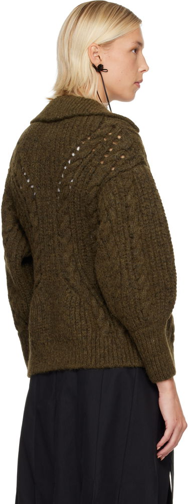 Пуловер Simone Rocha Simone Rocha Sculpted Chunky Knit Chain Detail Cardigan Зелено | MZMK1E 0665, 2