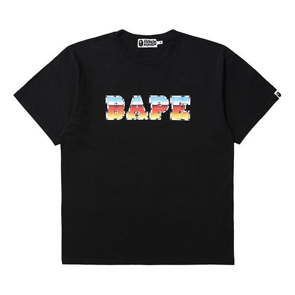 Тениска BAPE Gradient Alphabet Short Sleeve T-Shirt Черно | 0ZXTEM109073C