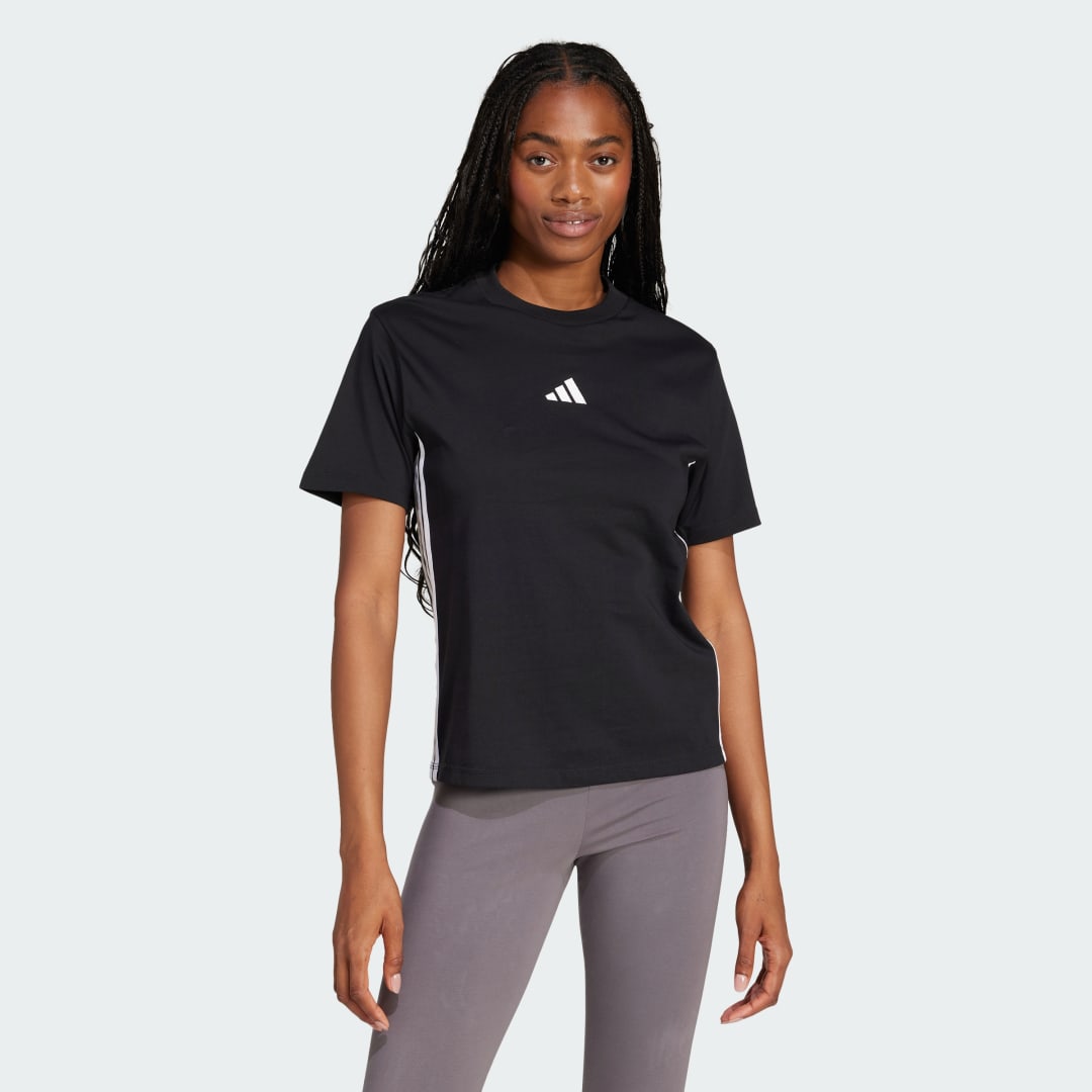 Тениска adidas Performance Cotton T-Shirt With 3 Stripes Черно | JD0846, 0