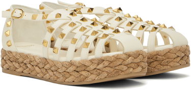 Кецове и обувки Valentino Valentino Garavani Rockstud Cork Wedge Sandals Бяло | 6W2S0LP9CYP, 3