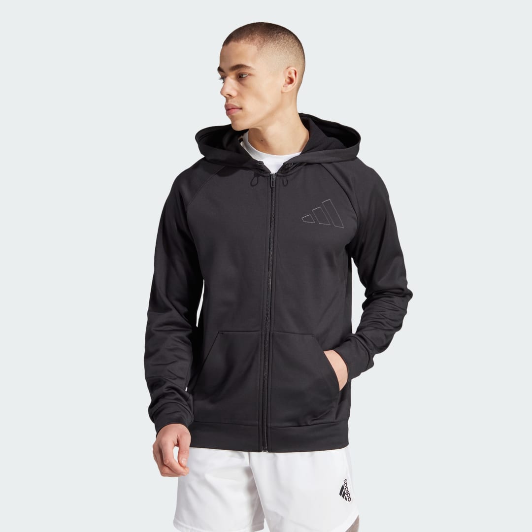 Суитчър adidas Performance Game and Go Training Full-Zip Hoodie Черно | HZ3060, 0
