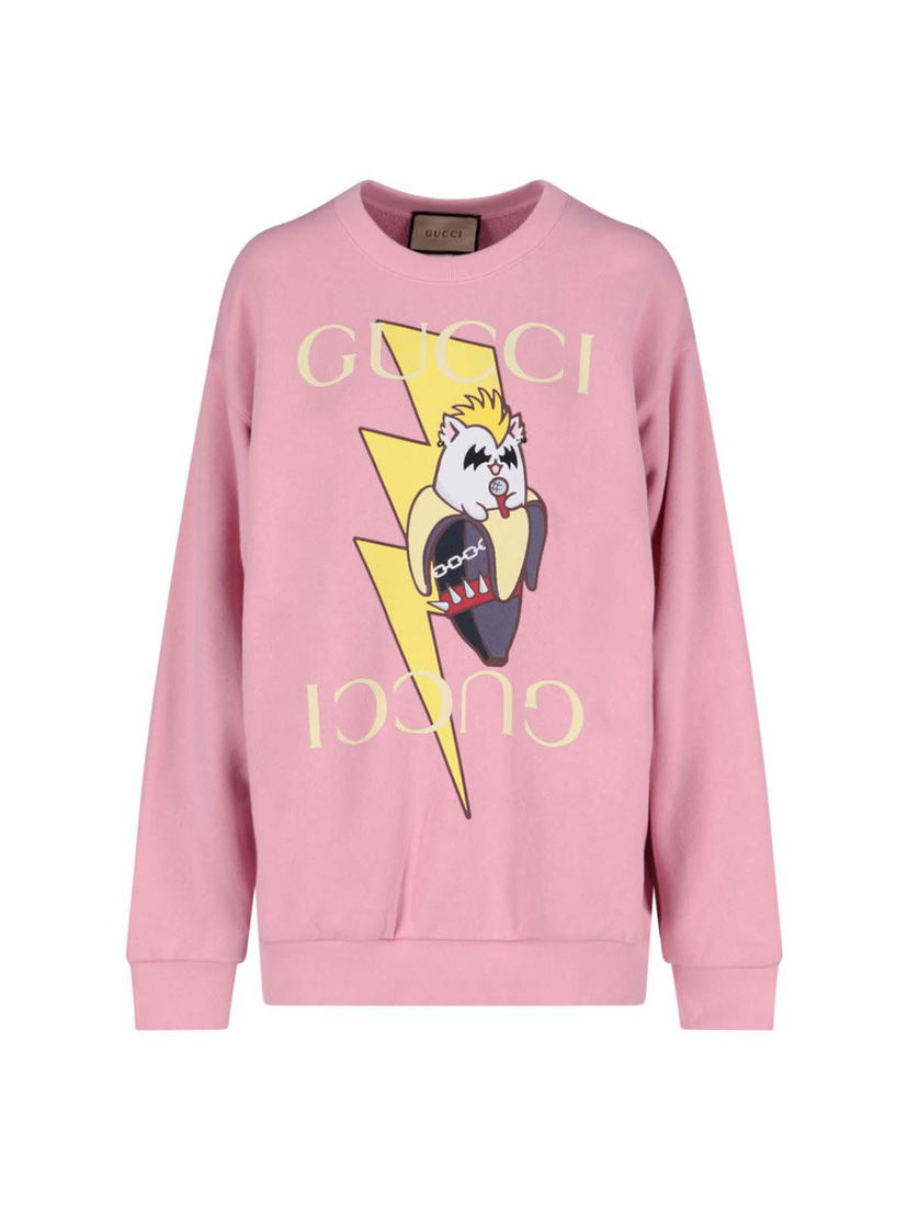 Суитчър Gucci Bananya x Printed Sweatshirt Pink Розово | 617964 XJEGK 5904