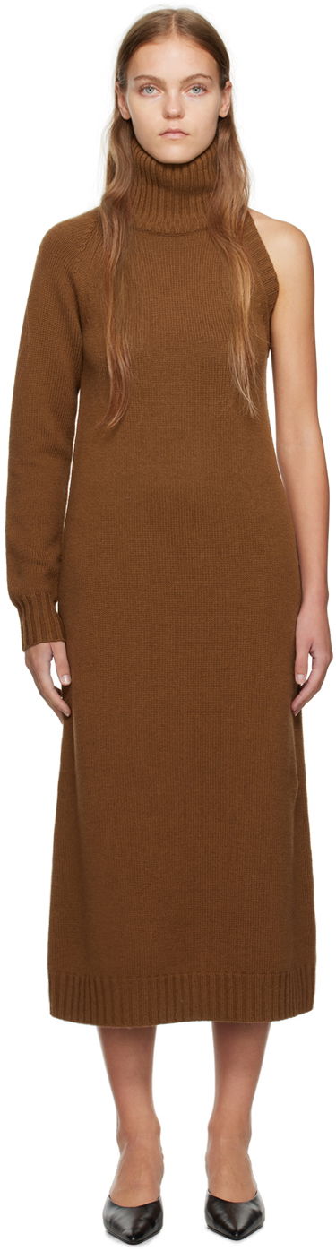 Pокля Max Mara Max Mara Single-Shoulder Midi Dress Кафяво | 2313262536600 MM12127, 0