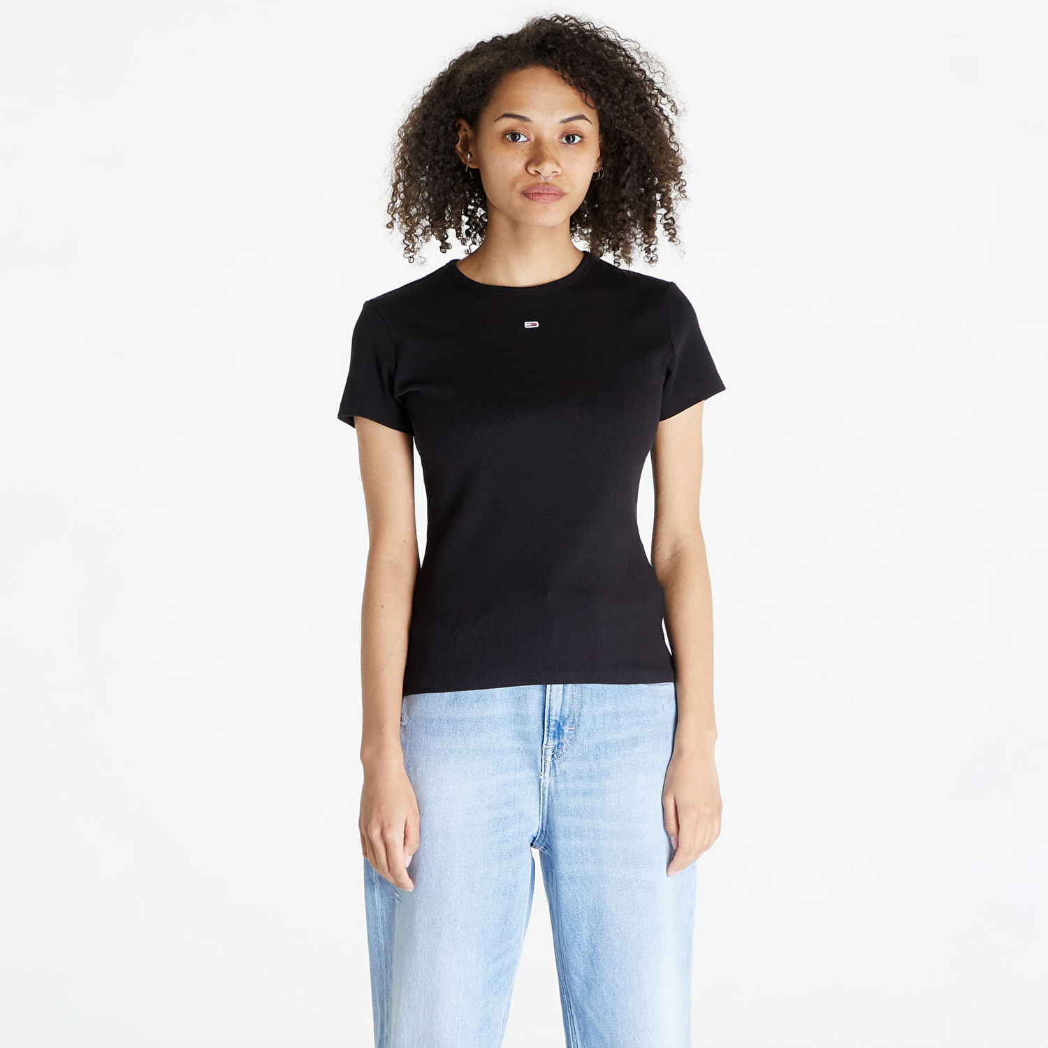 Тениска Tommy Hilfiger ommy Jeans Slim Essential Rib Short Черно | DW0DW17383 BDS, 0