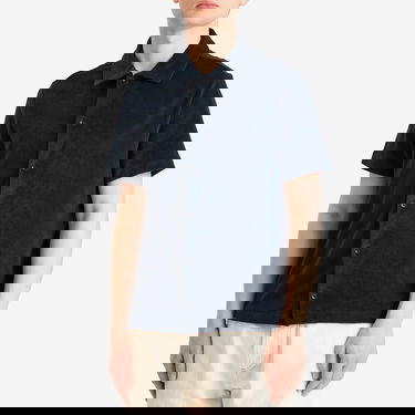 Риза A.P.C. Nicolo Terry Fleece Short Sleeve Shirt, Size Small Тъмно синьо | COEWT-H26501-IAK, 2