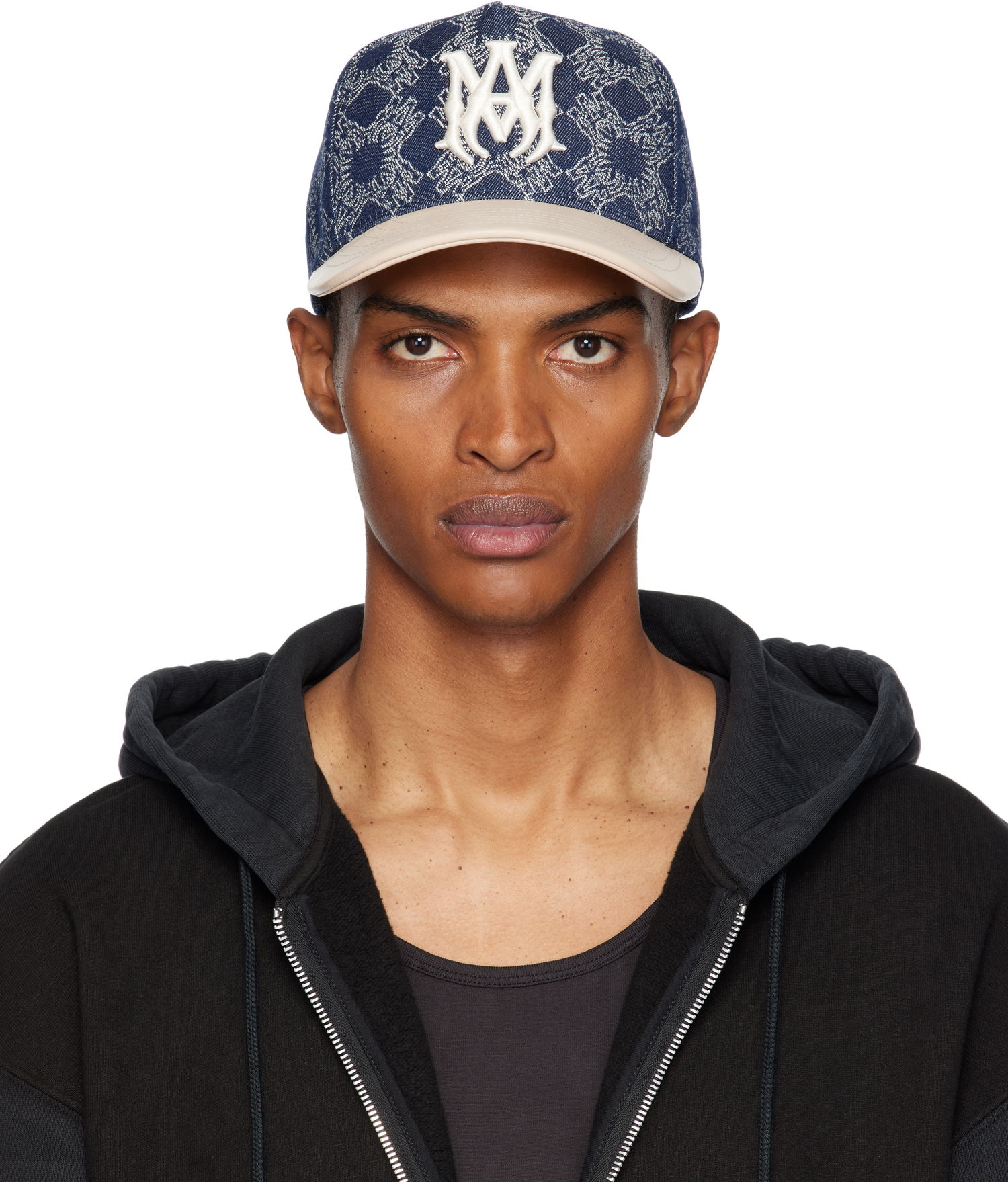 Шапка с козирка AMIRI AMIRI MA Leather Brim Denim Cap Тъмно синьо | AMHACP1061, 0