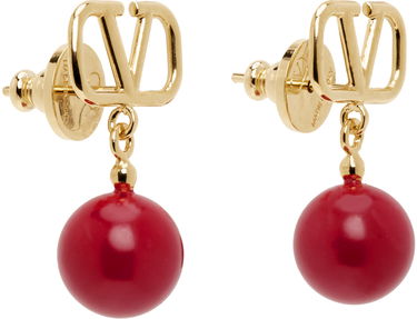 Обеци Valentino Garavani VLogo Signature Pearl Earrings "Gold" Червено | 4W2J0E36DHC, 1