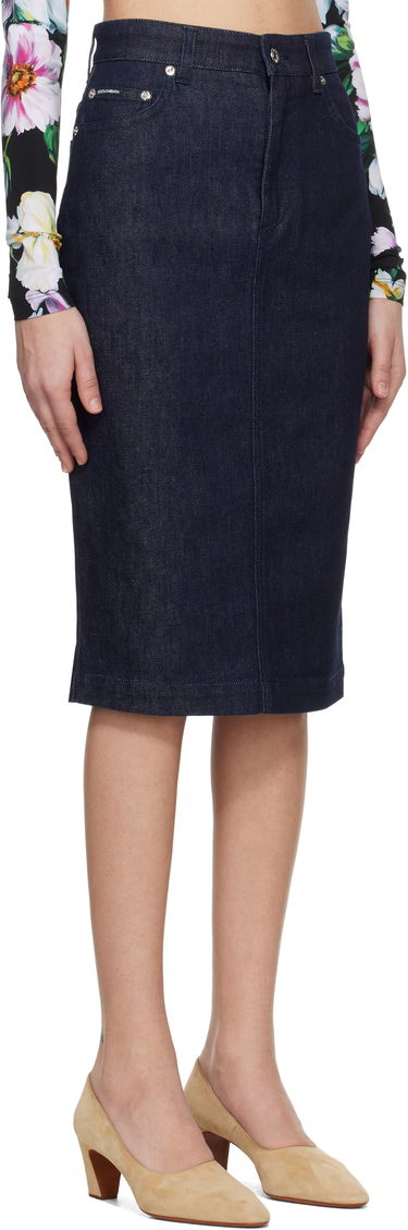 Пола Dolce & Gabbana Dolce&Gabbana Stretch Five Pocket Pencil Denim Midi Skirt Синьо | F4CYAD G8MS5, 1
