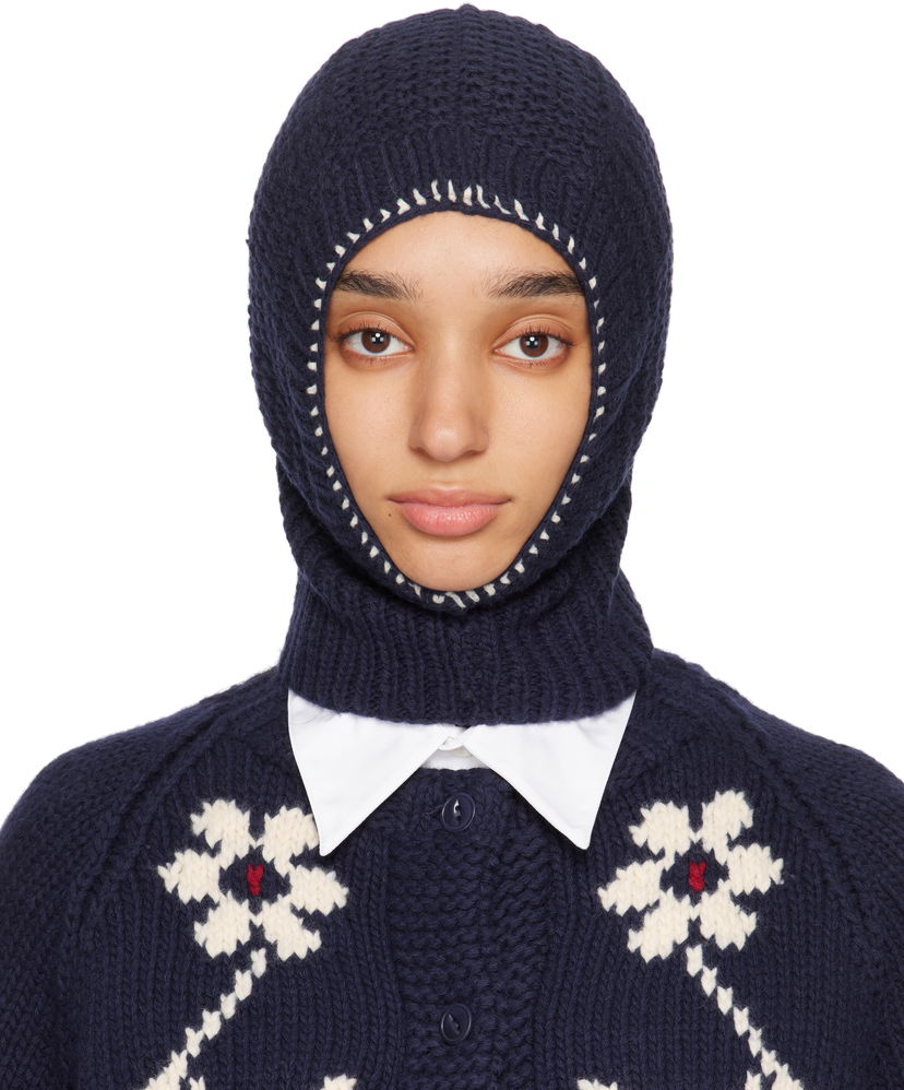 Шапка YMC YMC Wool Knit Balaclava Тъмно синьо | QHXAF