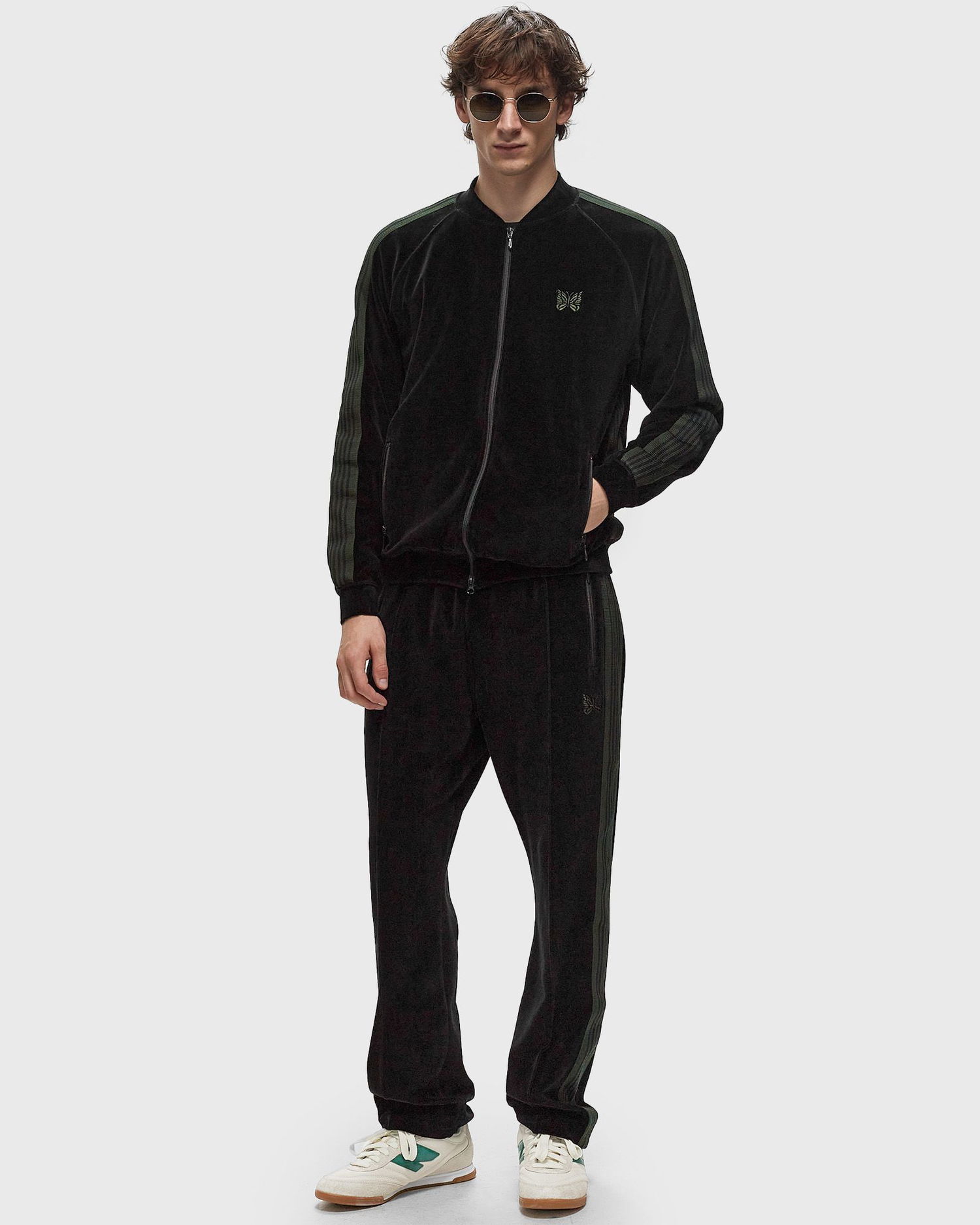 Спортни панталони Needles Narrow Track Pant Velour Track Pants Черно | PU280-C-BLACK, 1