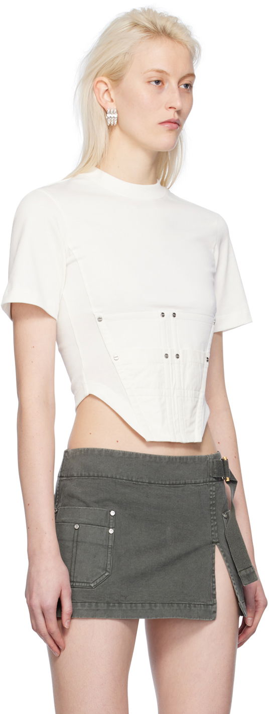 Съкратен топ Dion Lee Dion Lee Workwear Corset T-Shirt Бяло | C3167PS24, 1