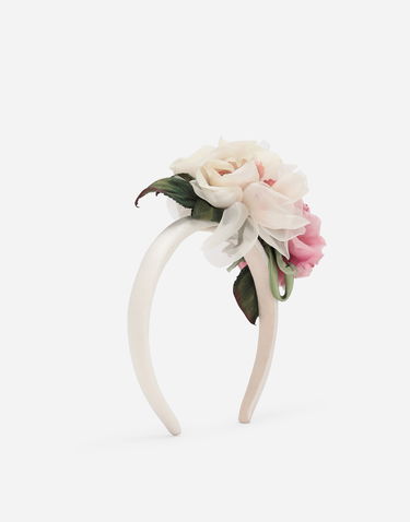 Аксесоари Dolce & Gabbana Dolce & Gabbana Satin Hairband with 3D Floral Appliqué Бяло | LB3L59G7N4SS9000, 0