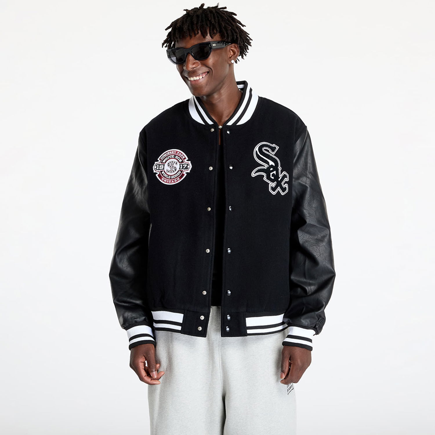 Яке New Era Chicago White Sox MLB Patch Varsity Jacket UNISEX Black/ Black Черно | 60564878, 0