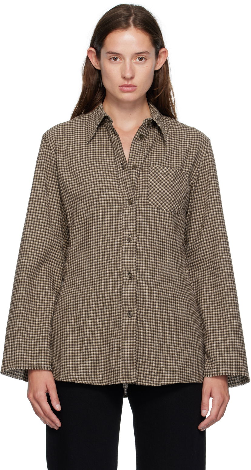 Риза OUR LEGACY Our Legacy Daisy Check Button-Down Shirt Кафяво | W4252DE