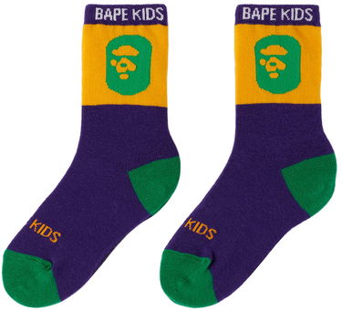 Чорапи BAPE Kids Ape Head Socks Лилаво | 001SOI803003K, 1