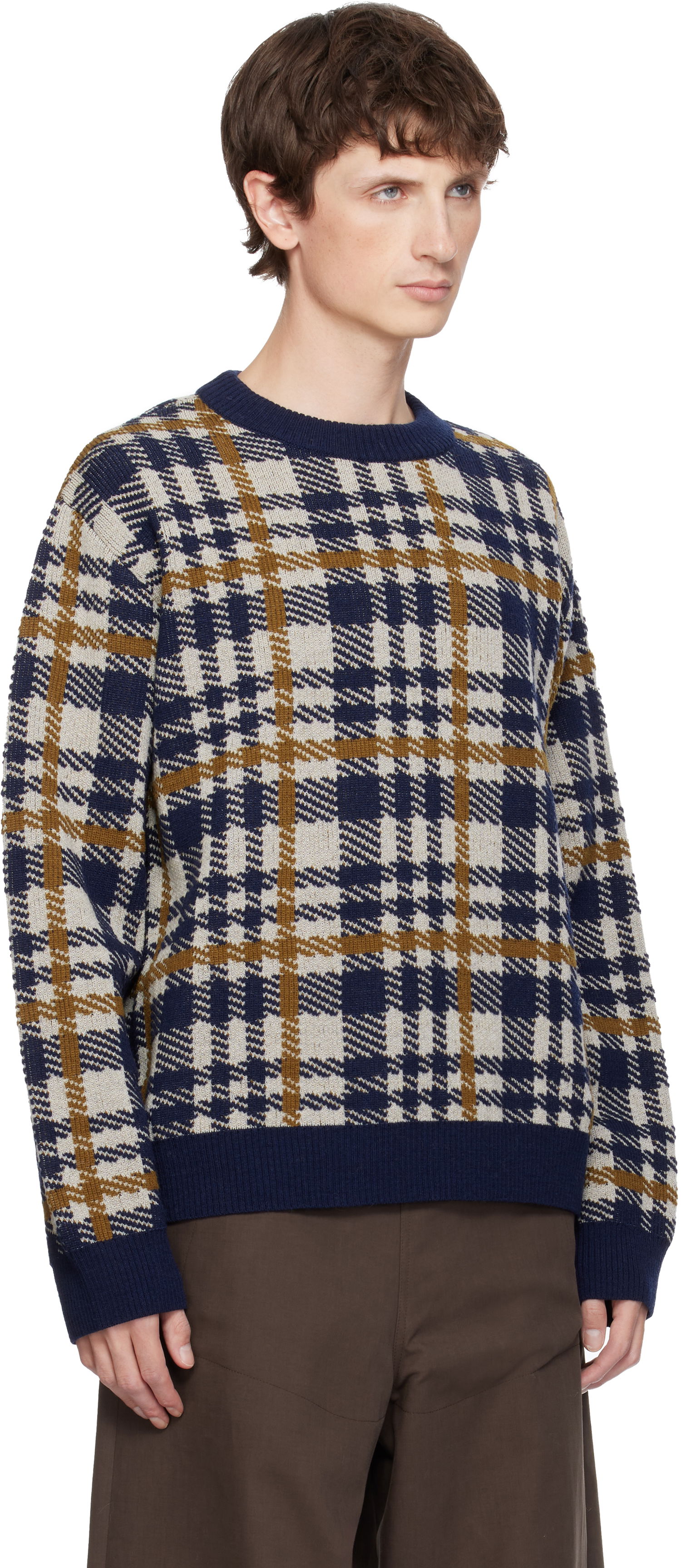 Пуловер Dries Van Noten Dries Van Noten Check Crewneck Sweater Многоцветен | 252-021219-2727, 1