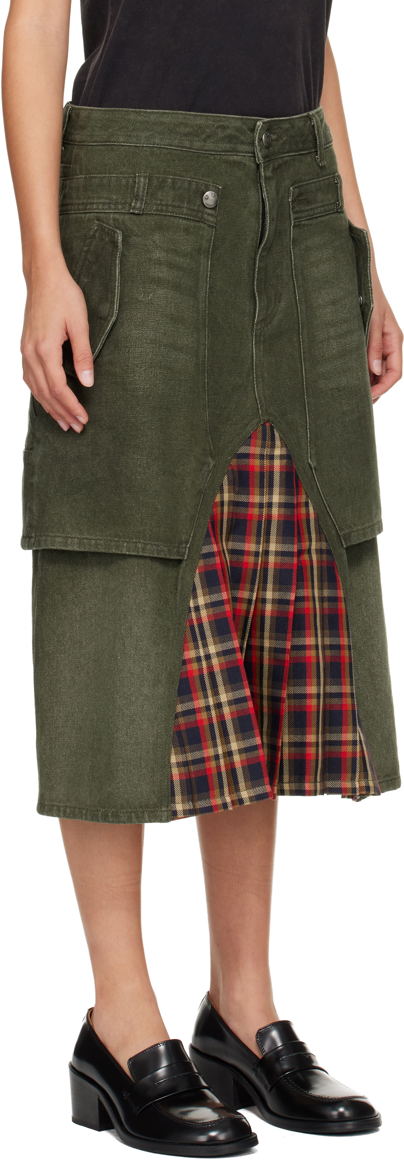 Пола Andersson Bell Raptor Layered Pleats Denim Midi Skirt Многоцветен | apa860w, 1