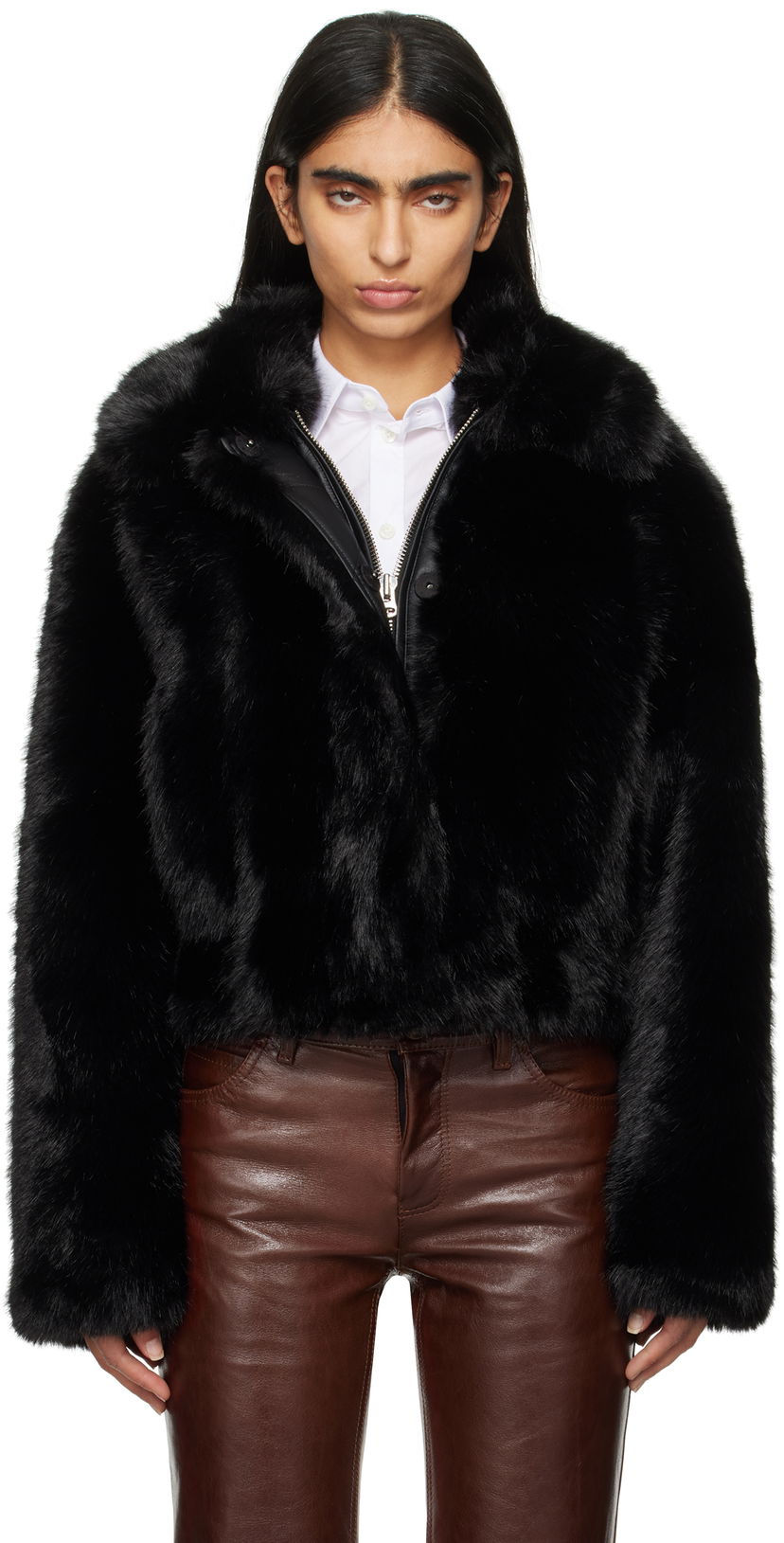 Яке бомбър STAND STUDIO Faux-Fur Jacket Черно | 66354-9155