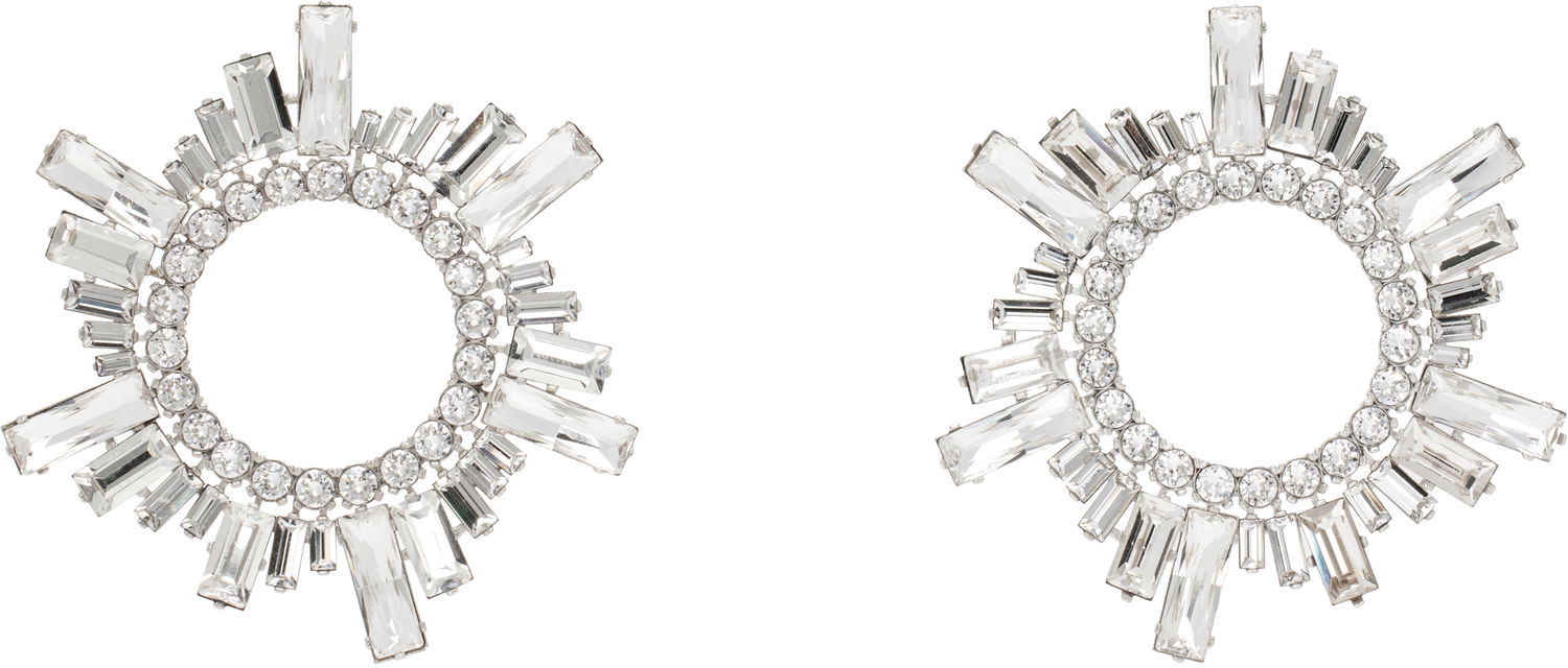 Обеци Amina Muaddi Amina Muaddi Begum Crystal Hoop Earrings Металик | BEGUM EARRING, 0