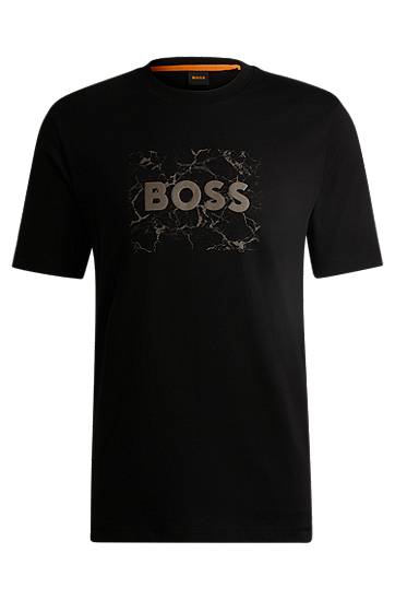 BOSS Cotton-Jersey T-Shirt with Marble Logo