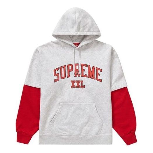 Суитчър Supreme Hooded Sweatshirt with Contrast Sleeves Сиво | SUP-SS20-361