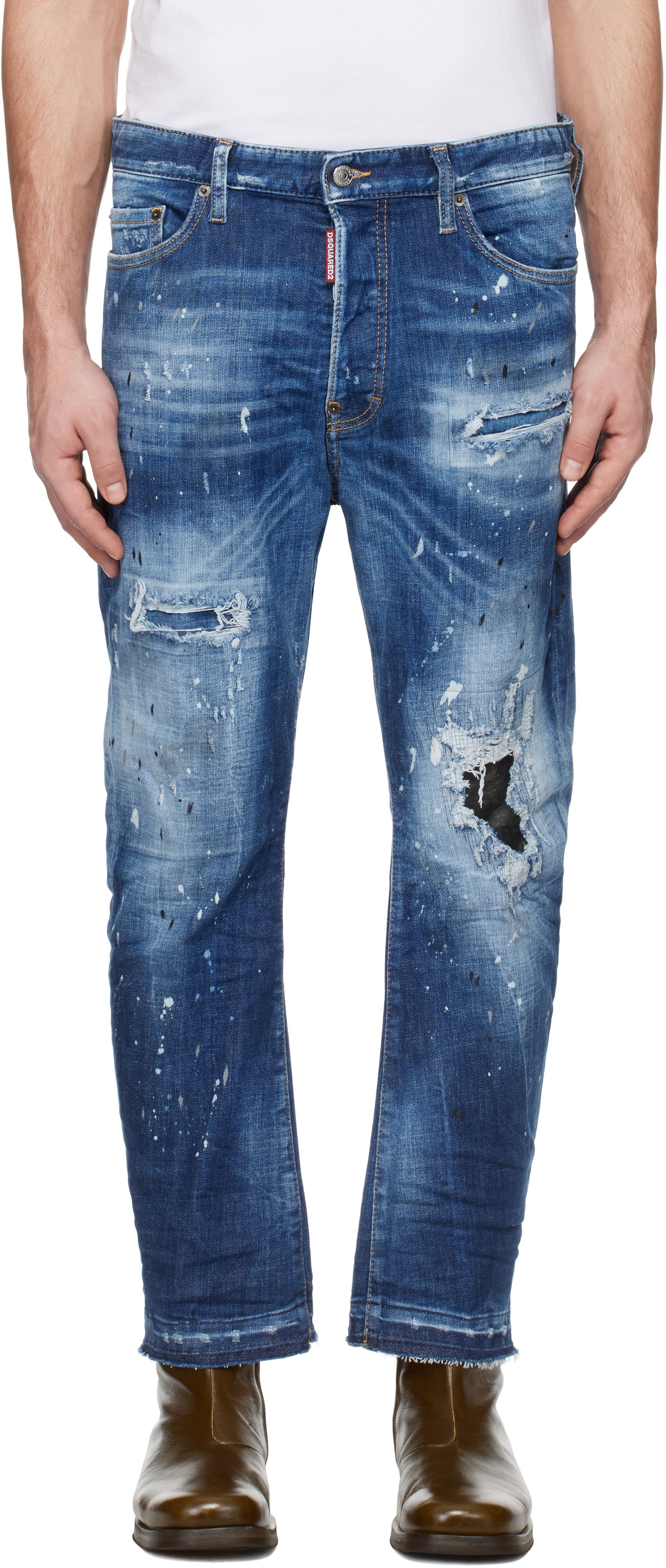 Дънки DSQUARED2 Dsquared2 Medium Ripped Wash Bro Jeans Синьо | S74LB1634_S30872, 0
