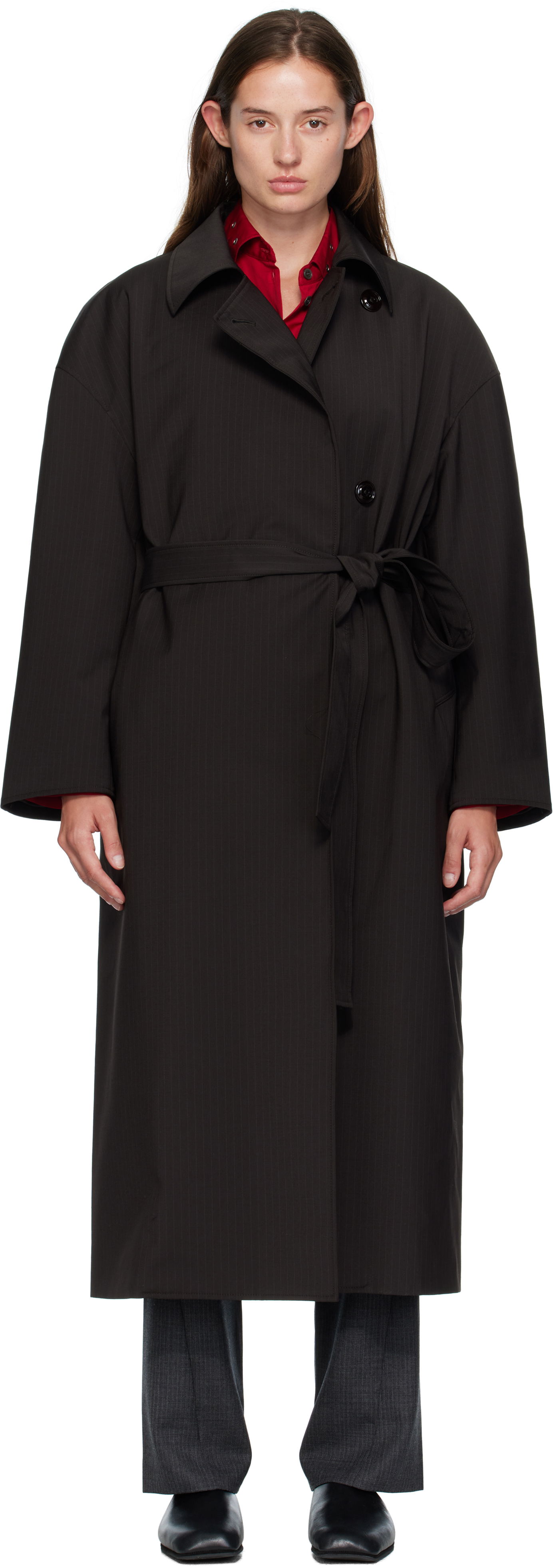 Палта OUR LEGACY OUR LEGACY Pinstripe Court Coat Черно | W4251CC, 0