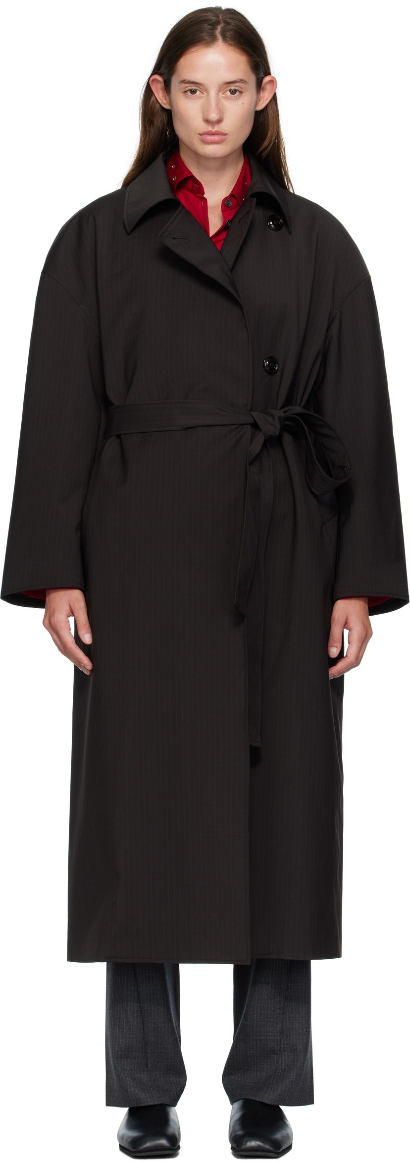 Палта OUR LEGACY OUR LEGACY Pinstripe Court Coat Черно | W4251CC