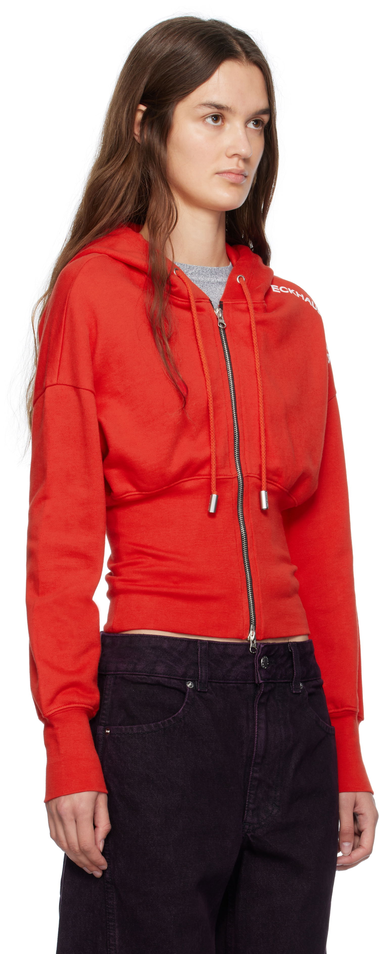 Суитчър Eckhaus Latta Eckhaus Latta Snatched Zip-Up Hoodie Червено | 4000-EL-PF25-R -, 1
