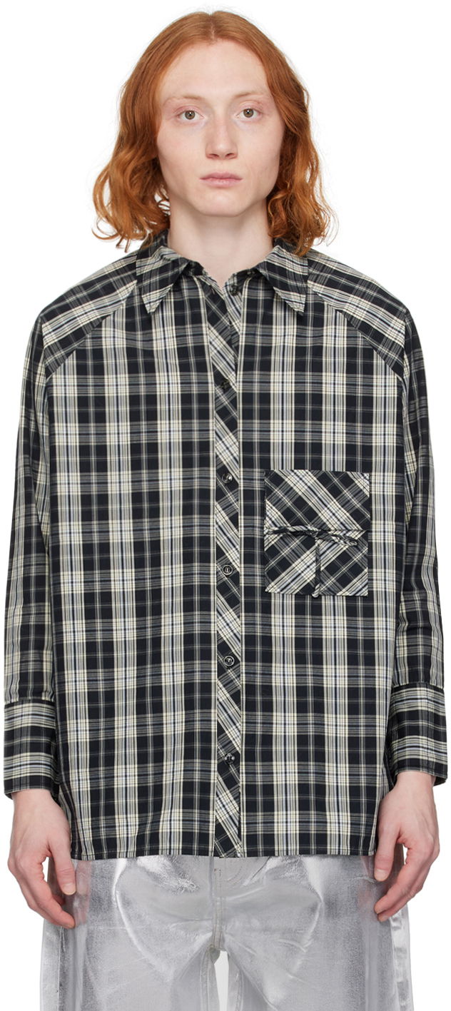 Риза GANNI GANNI Checkered Pocket Shirt Черно | F9070, 0