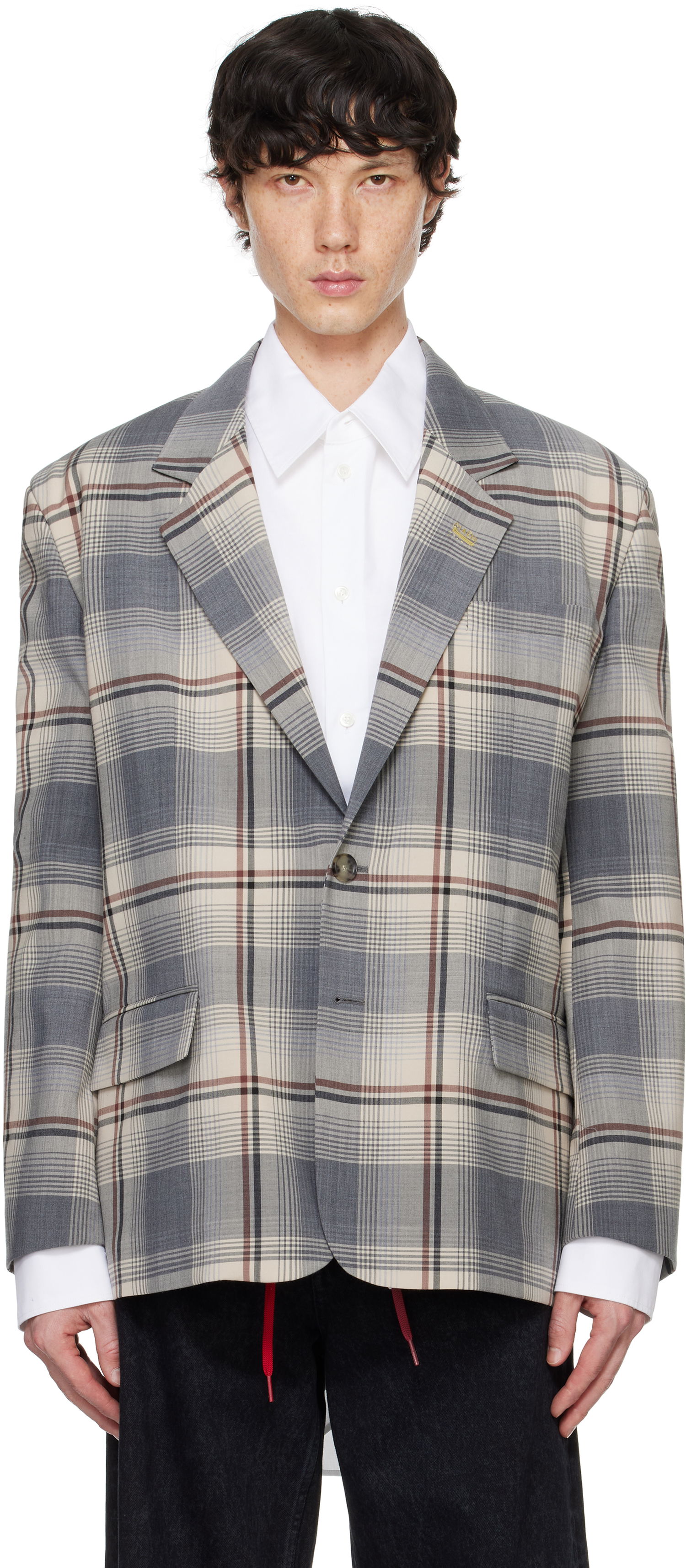 Яке Marni Checked Wool Blazer Сиво | GUMU0120SU UTP767, 0