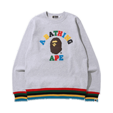 Пуловер BAPE College Line Rib Crewneck Сиво | 1G30 113 005 GREY, 0