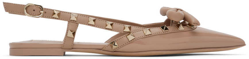 Pокля Valentino Valentino Garavani Rockstud Bow Slingback Ballerina Flats Бежово | 5W2S0IQ2TZE, 0