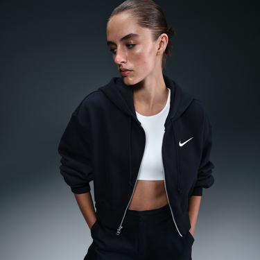 Суитчър Nike Sportswear Phoenix Fleece Cropped Full-Zip Hoodie Черно | HJ0940-010, 3