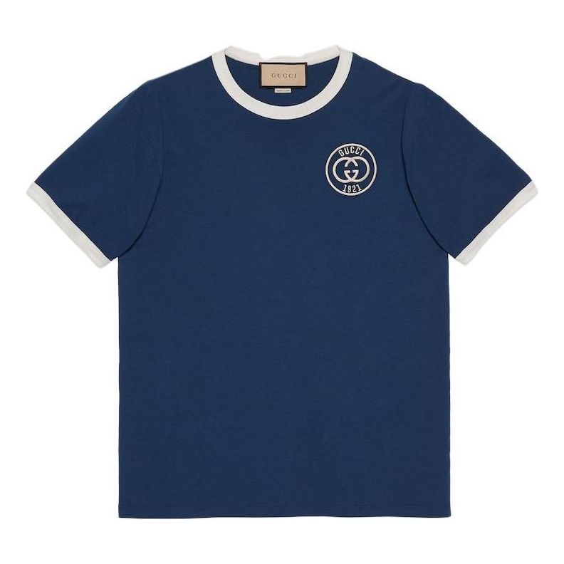 Тениска Gucci Embroidered Jersey T-Shirt Синьо | 727694-XJFV8-4030, 0