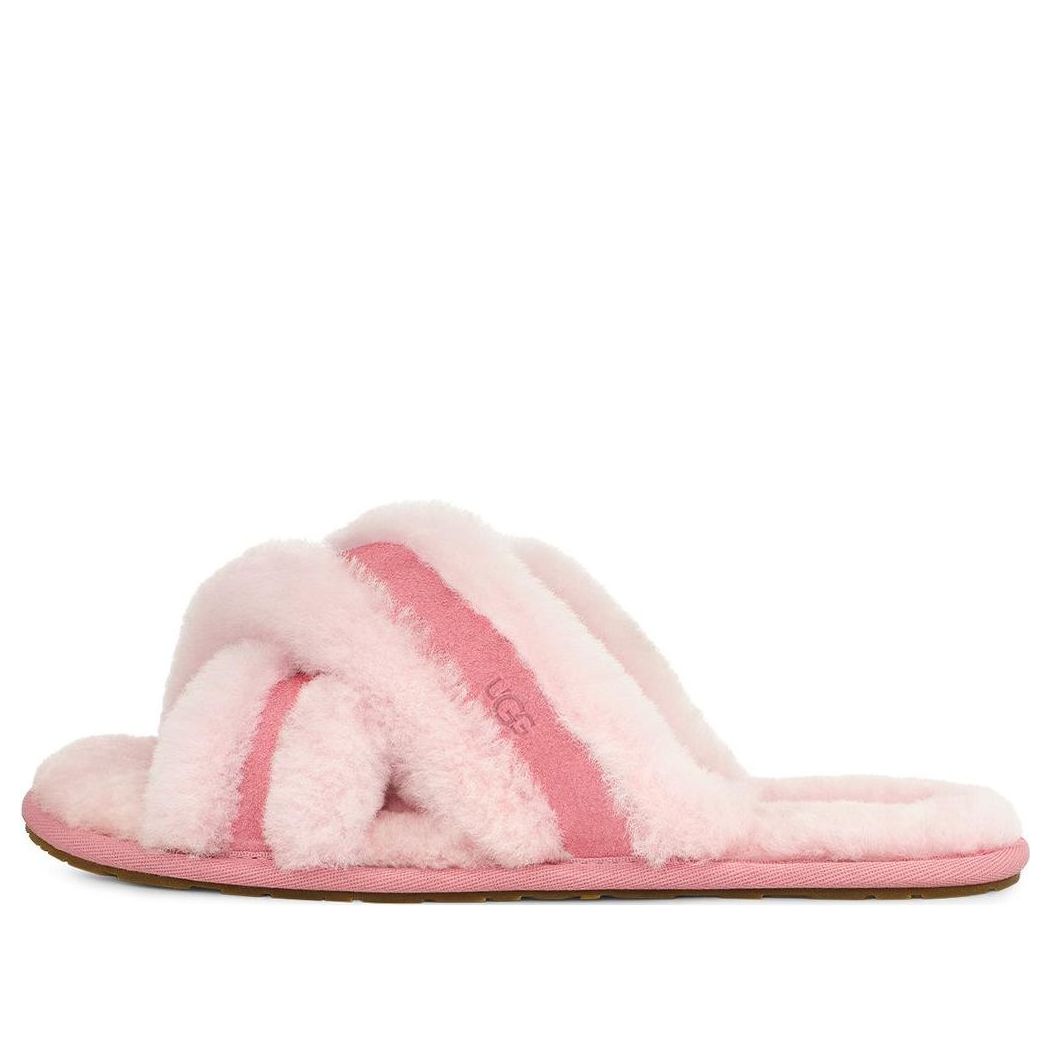 Кецове и обувки UGG Scuffita Horizon Fluffy Cross Band Slides Розово | 1123572-HNPN, 0