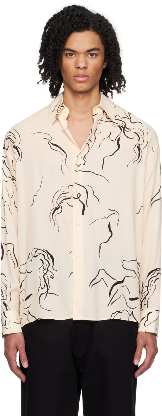 Риза Emporio Armani Printed Abstract Shirt Бежово | E31F27 F1022, 0