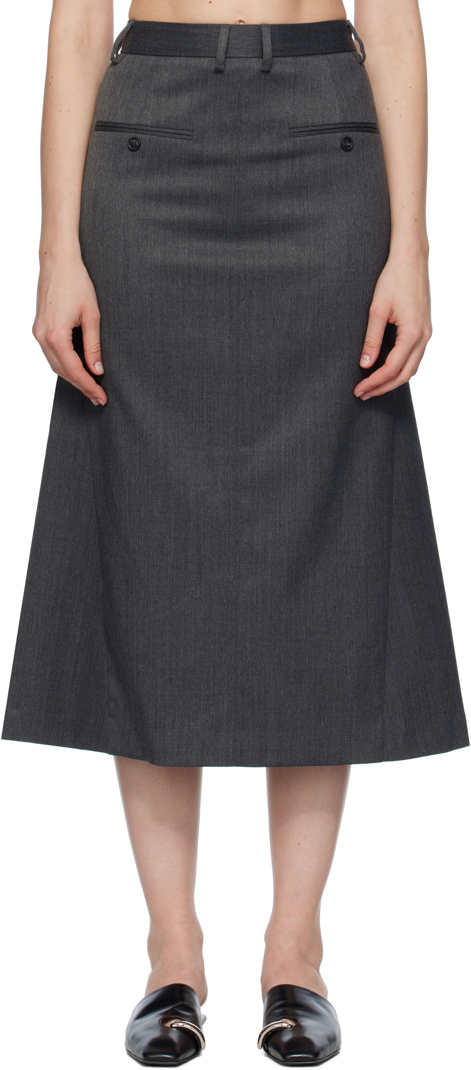 Пола Maison Margiela MM6 Maison Margiela Tailored Midi Skirt Сиво | S52MI0021 S47848, 0