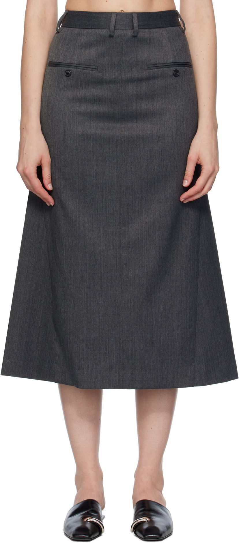 Пола Maison Margiela MM6 Maison Margiela Tailored Midi Skirt Сиво | S52MI0021 S47848