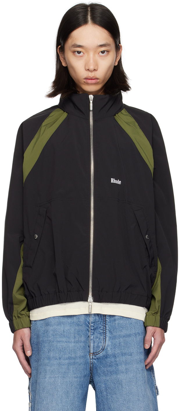 Яке Rhude Black & Khaki Aerial Track Jacket Черно | RHPF24JA01863