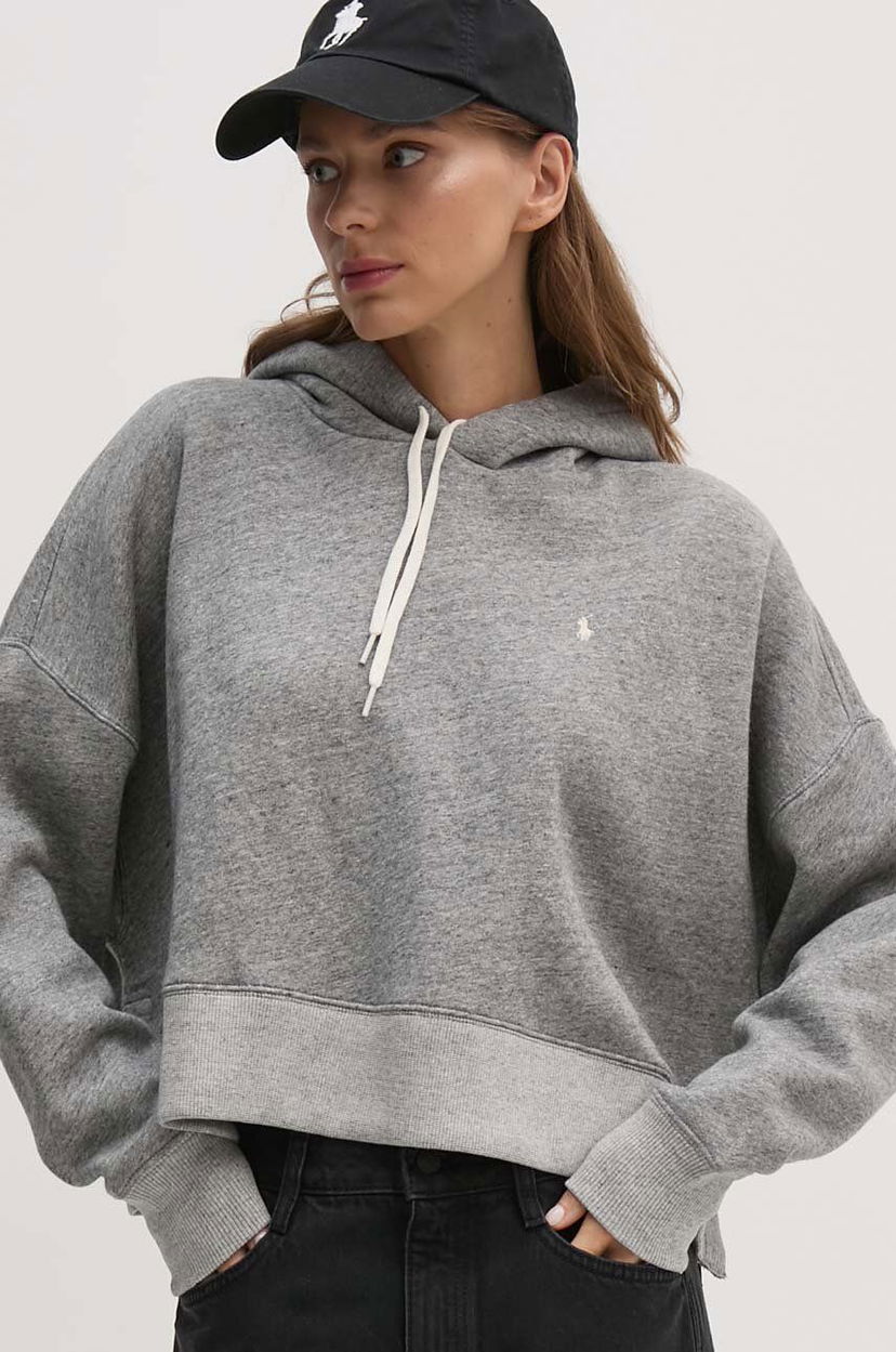 Суитчър Polo by Ralph Lauren Hoodie Cropped Сиво | 211910189