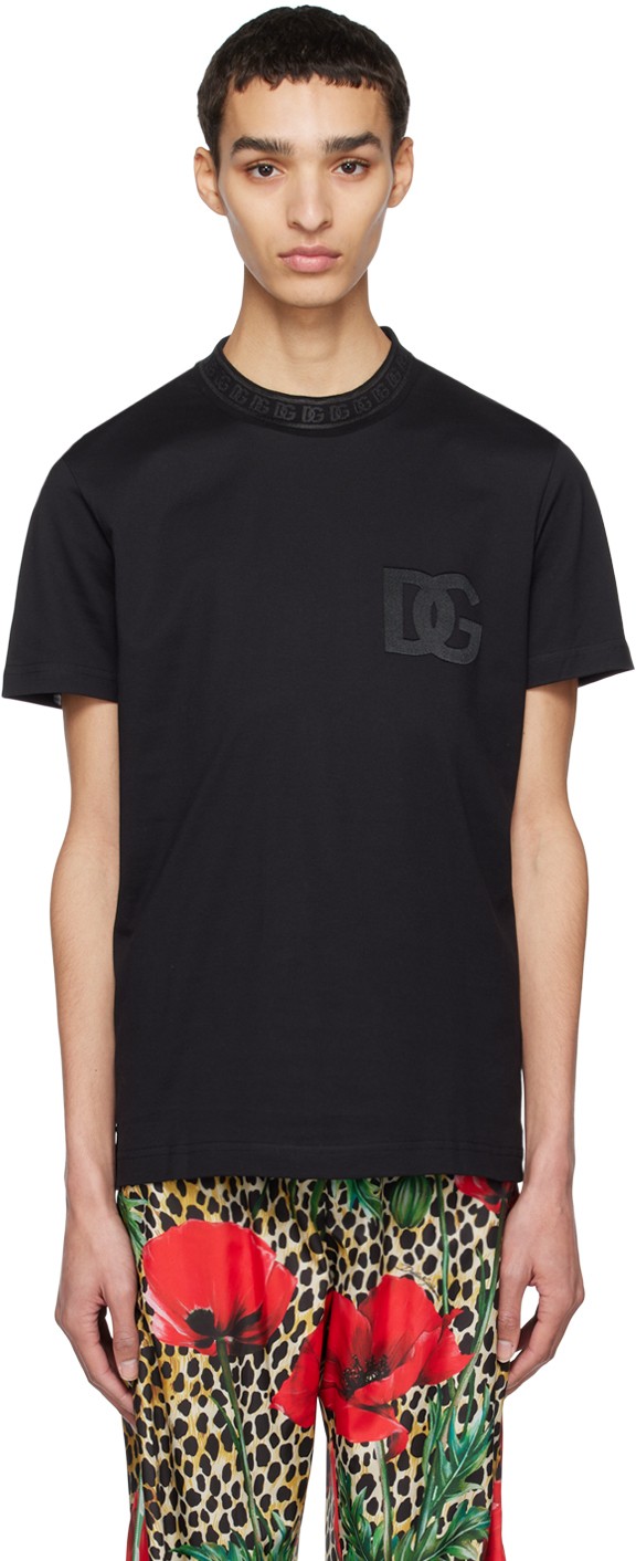Black Jacquard Crewneck T-Shirt