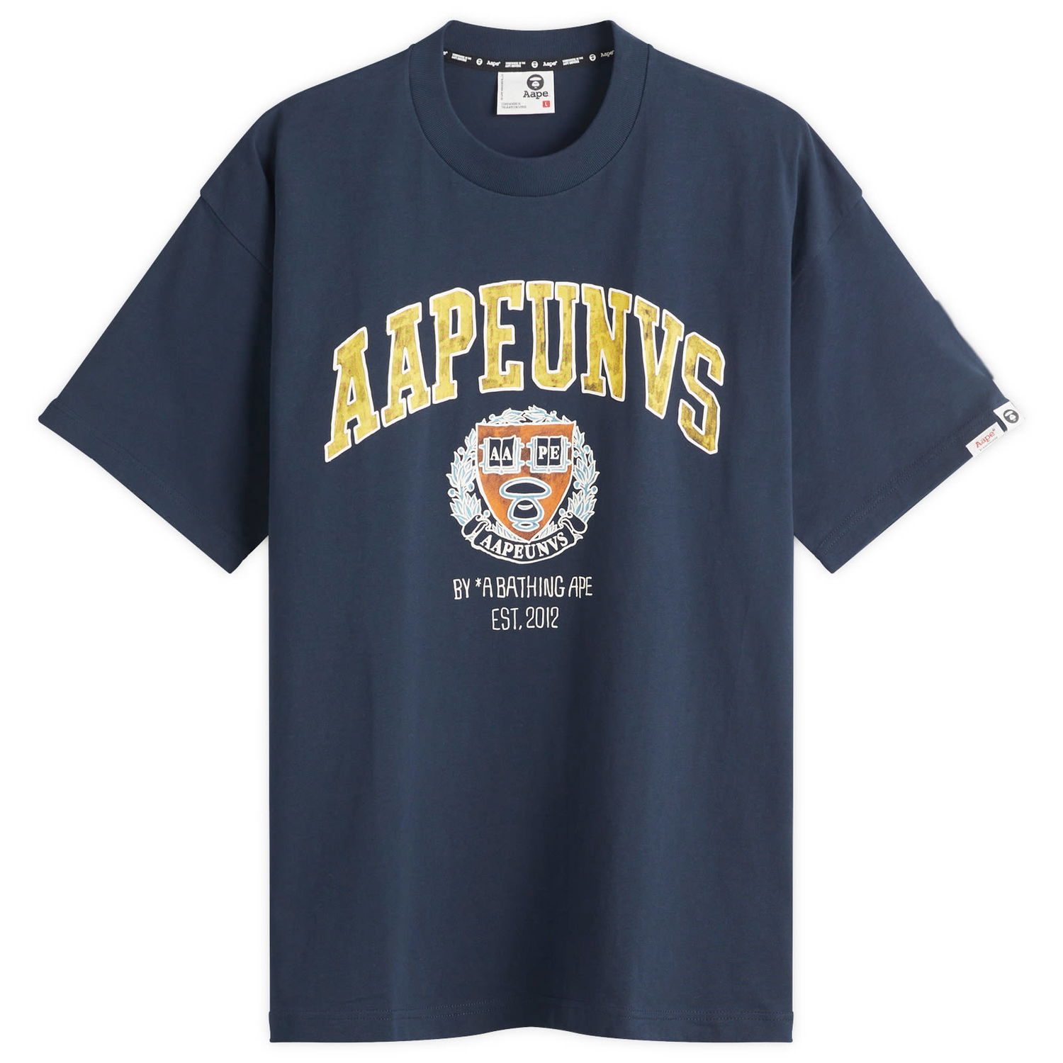 Тениска AAPE by A Bathing Ape AAPE College Theme T-Shirt, Size Large Тъмно синьо | AAPTEM1626XX-NYD, 1